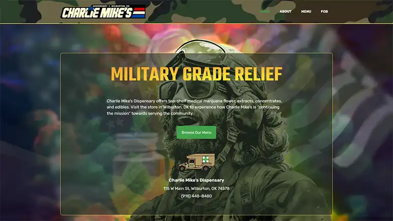 Charlie Mikes Dispensary website screenshot