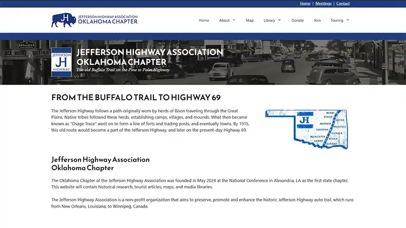 Jefferson Highway Oklahoma website screenshot