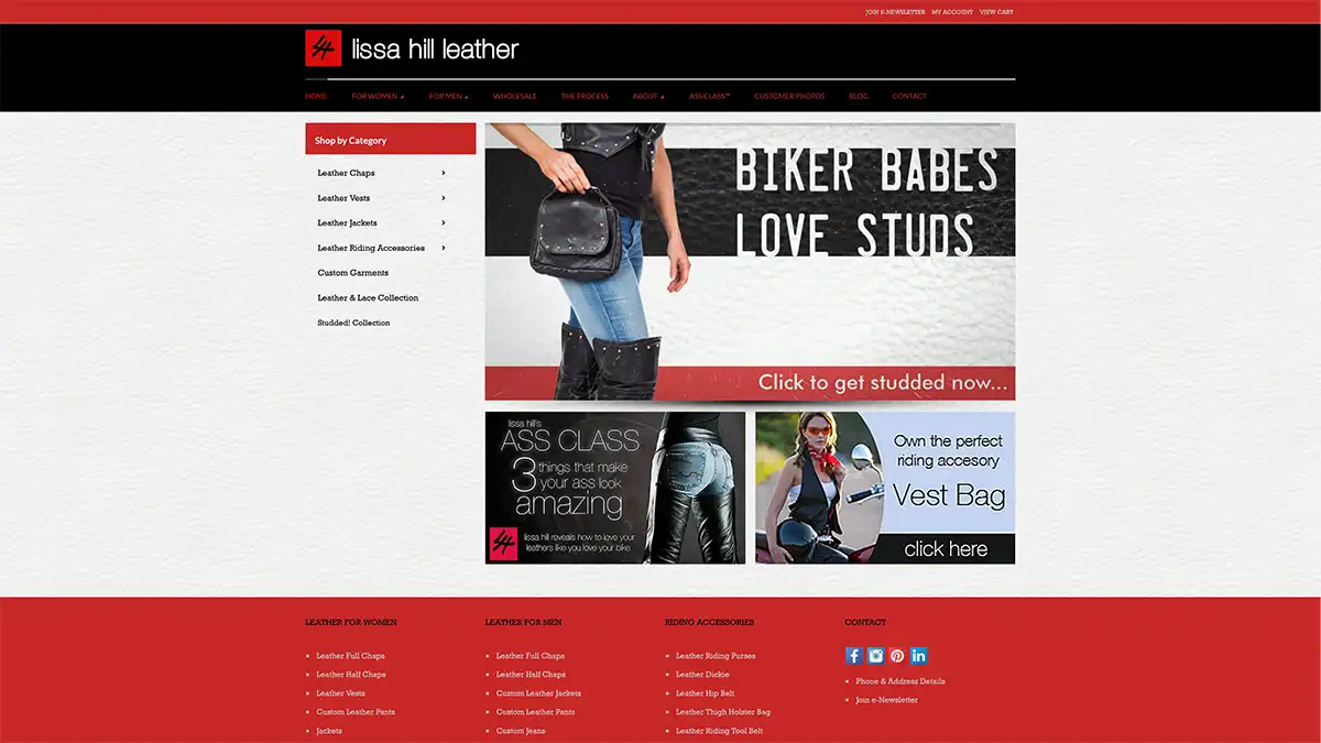 Lissa Hill Leather website screenshot