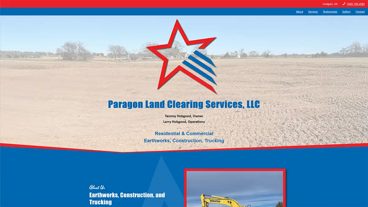 Paragon Land Clearing website Screenshot